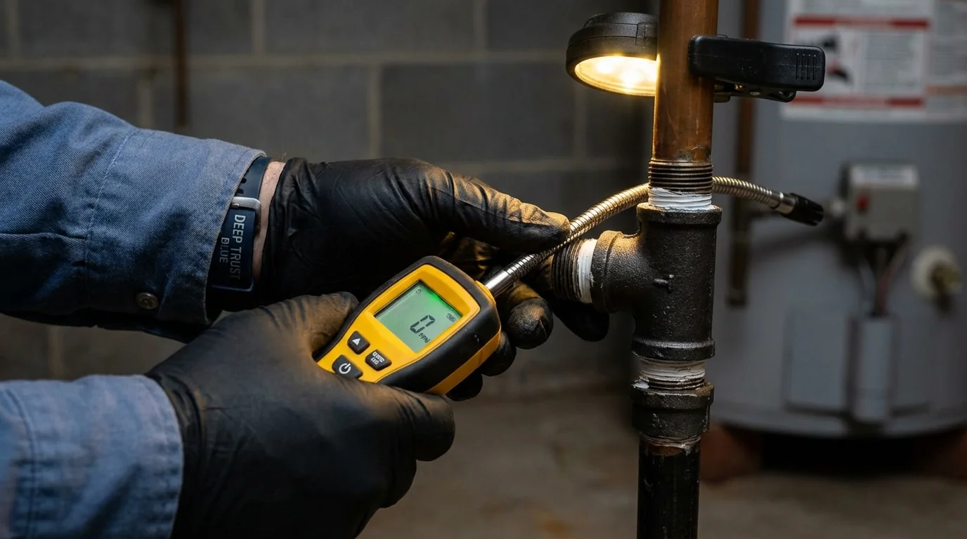 Gas leak detection with electronic sniffer by Johns Plumbing LLC in Lake Providence