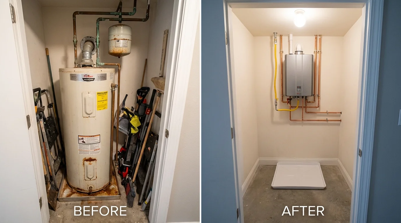 Tank water heater versus wall-mounted tankless unit comparison for Lake Providence, LA homeowners